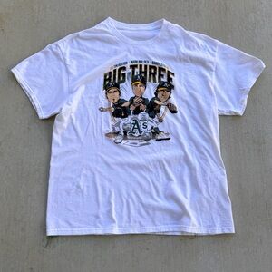 Vintage Oakland Athletics T Shirt Big 3 Barry Zito Y2K MLB